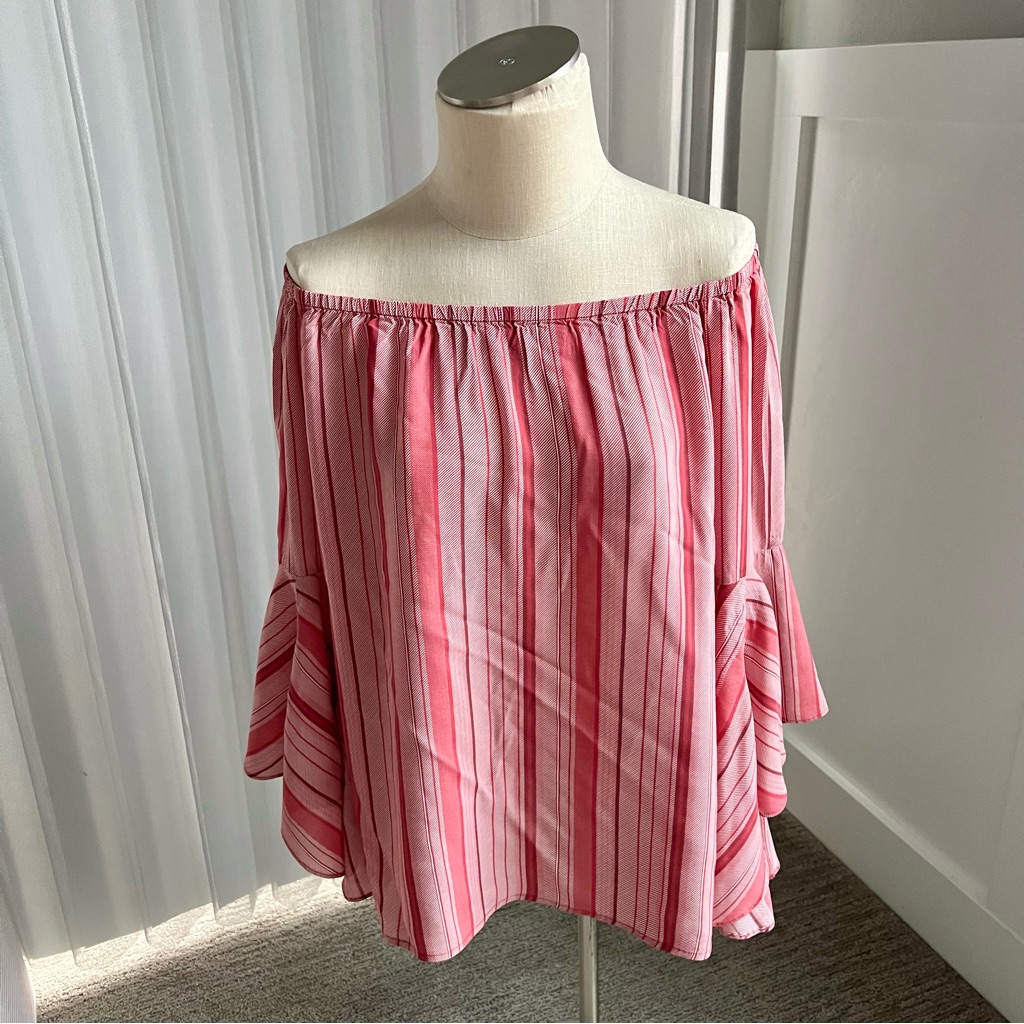 Fever Red Stripe Blouse Size Medium
